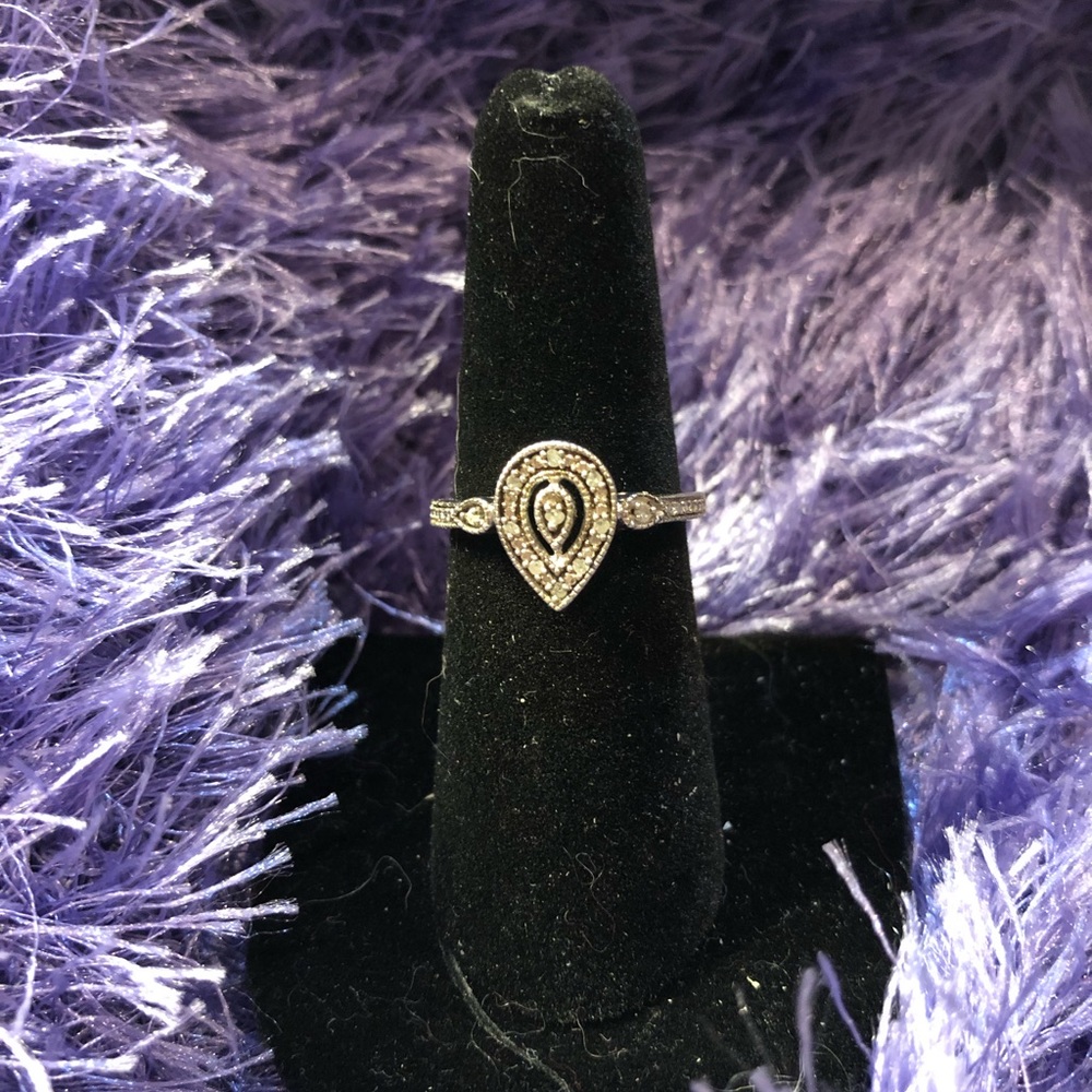 Solid Sterling Silver Ring With Natural Diamonds - image 2